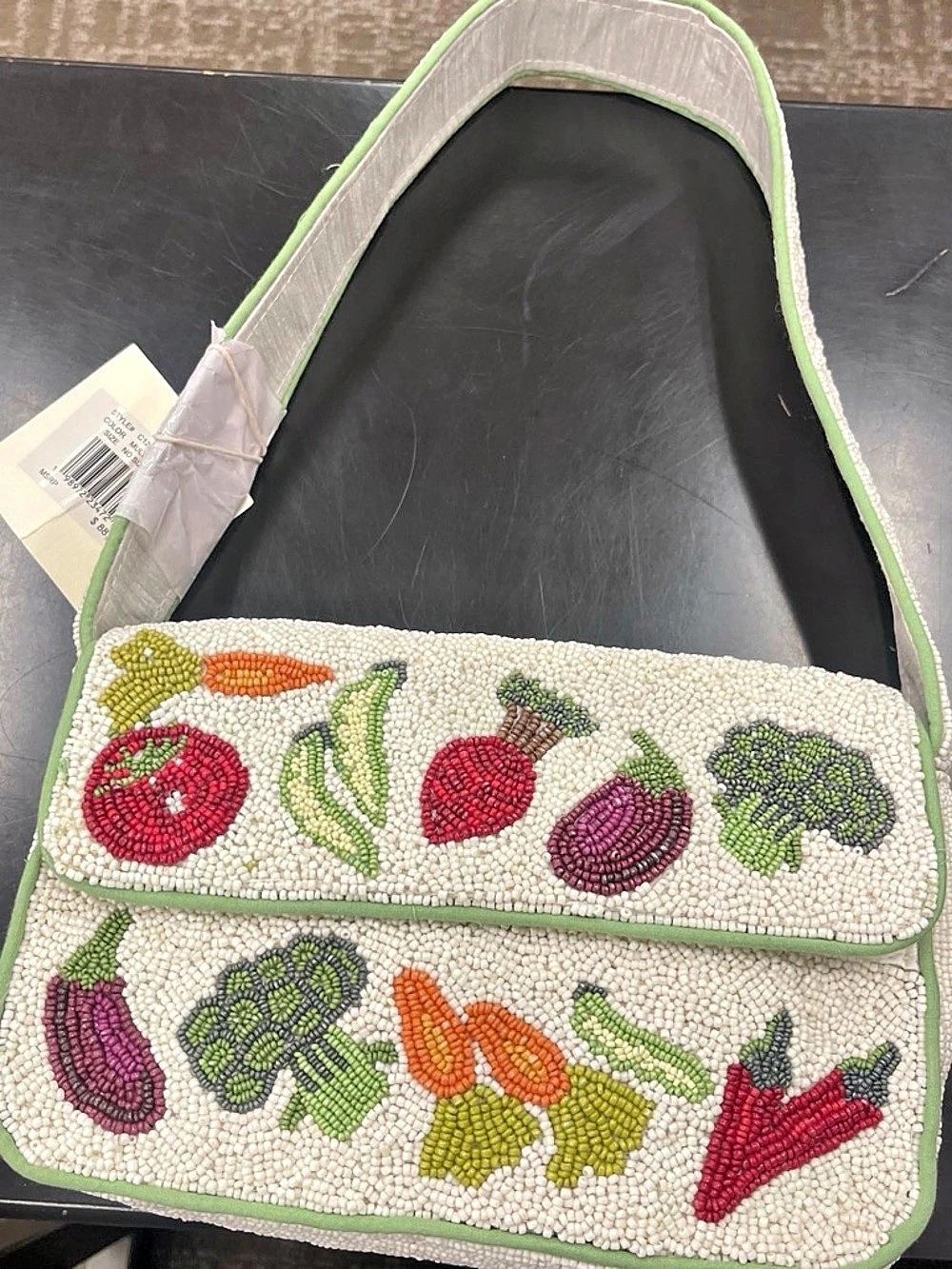 Collection XIIX Mixed Veggies Beaded Baguette Shoulder Bag